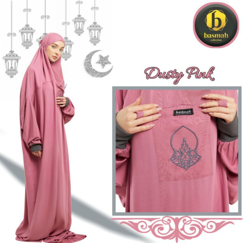 (Dusty pink) Mukenah manset terompah hadromaut BASMAH