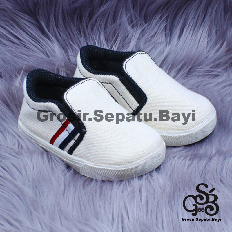 sepatu anak slip on laki laki perempuan motif serat bambu murah