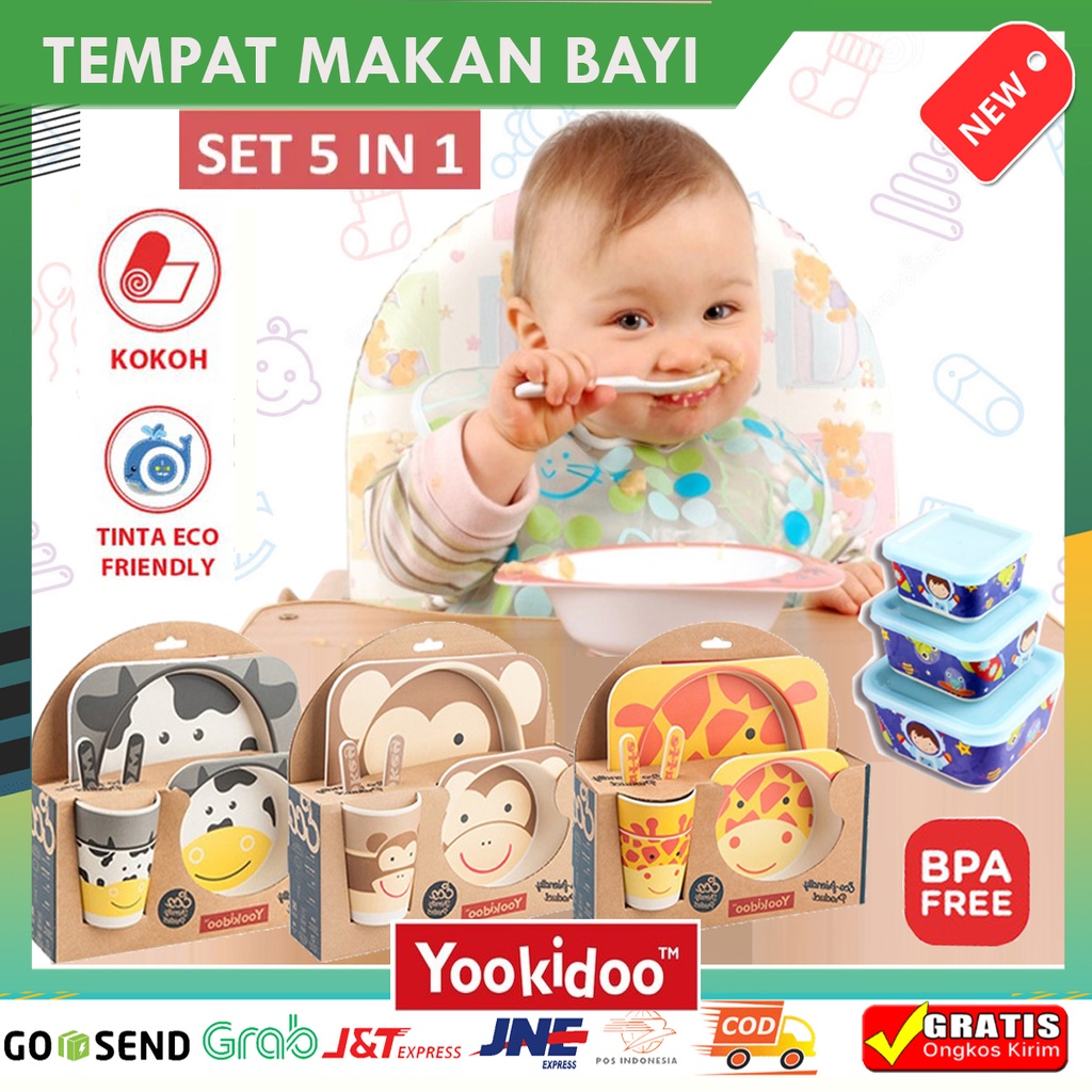 Harga Yookidoo Kids Piring Makan Bayi Tahan Panas Tableware Gelas Bayi
5 IN 1 Set Tempat Makan Peralatan Makan Bayi