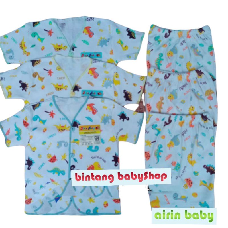 AIRIN BABY 3 Setelan Bayi Newborn Lengan Pendek Kancing Depan SNI