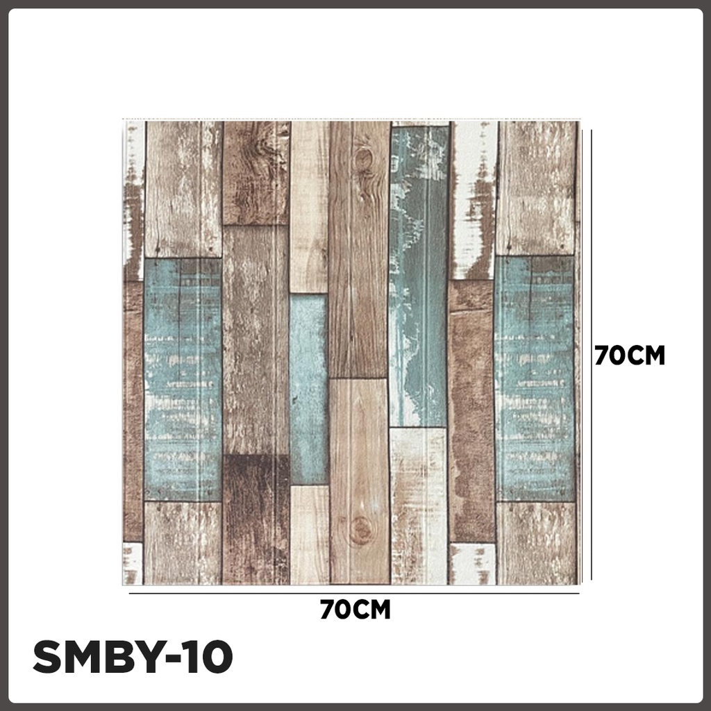 Paus Biru - Wallpaper dinding 3d motif kayu wood foam 70x70cm / wallfoam motif kayu-KAYU 3mm SMBY-10