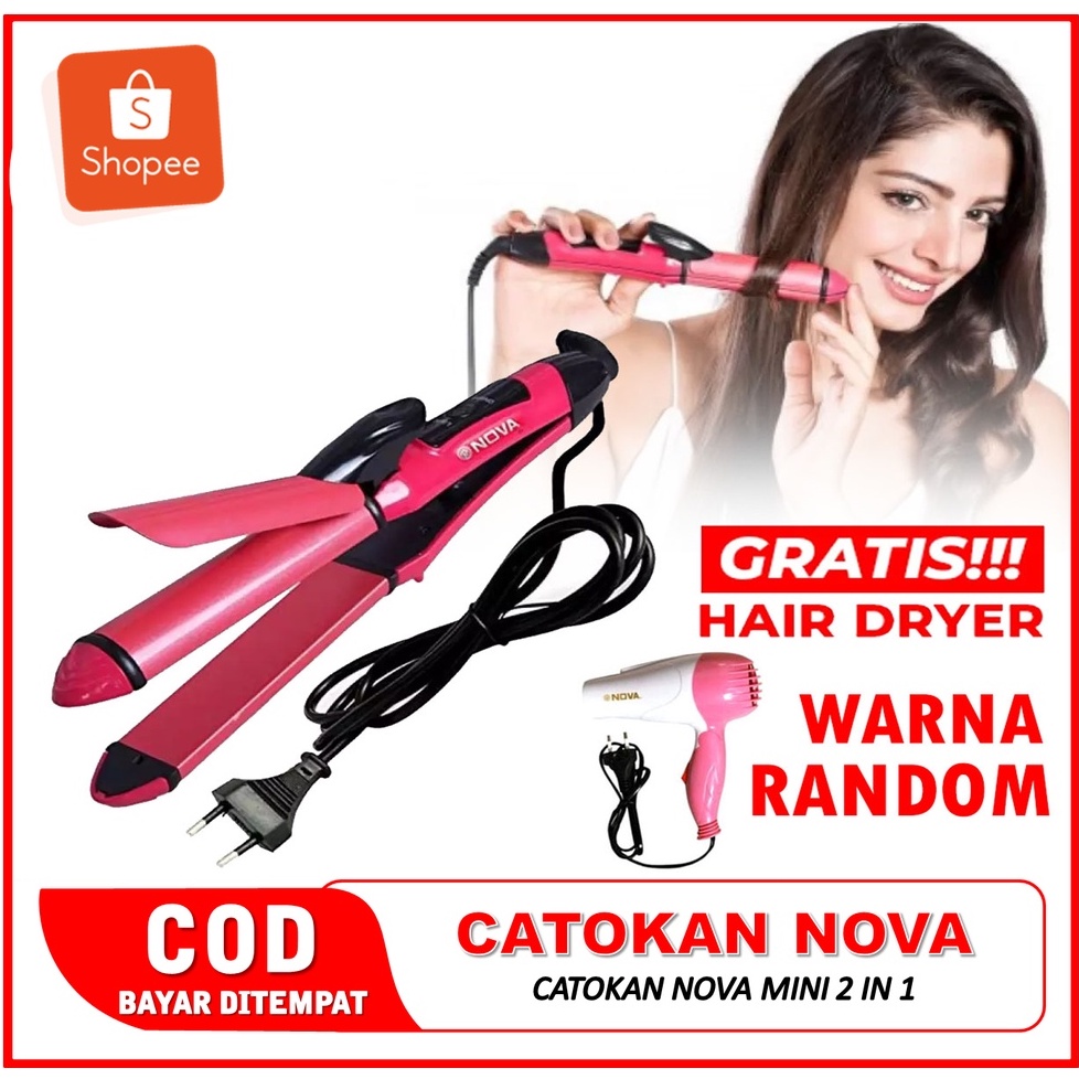 Catok Nova Mini 2in1 Catok Lurus Iron Catokan Rambut Catokan Pelurus Rambut Hair Styler Mudah Diguna