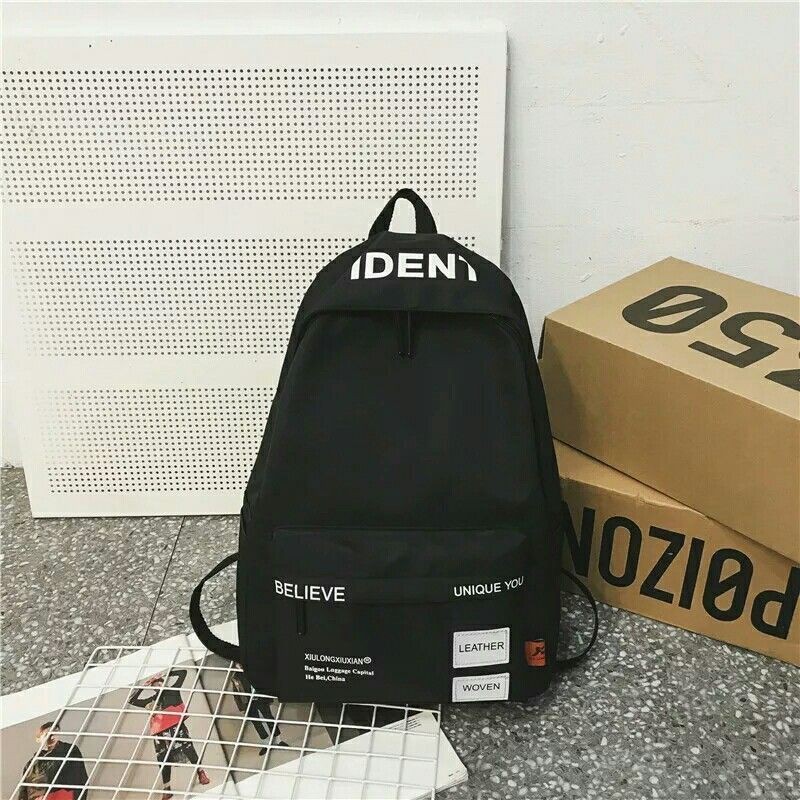 Tas Sekolah untuk Anak Perempuan Anak Laki-laki Tas Sekolah Dasar Ransel Besar Nilon Kartun Cetak-Hitam
