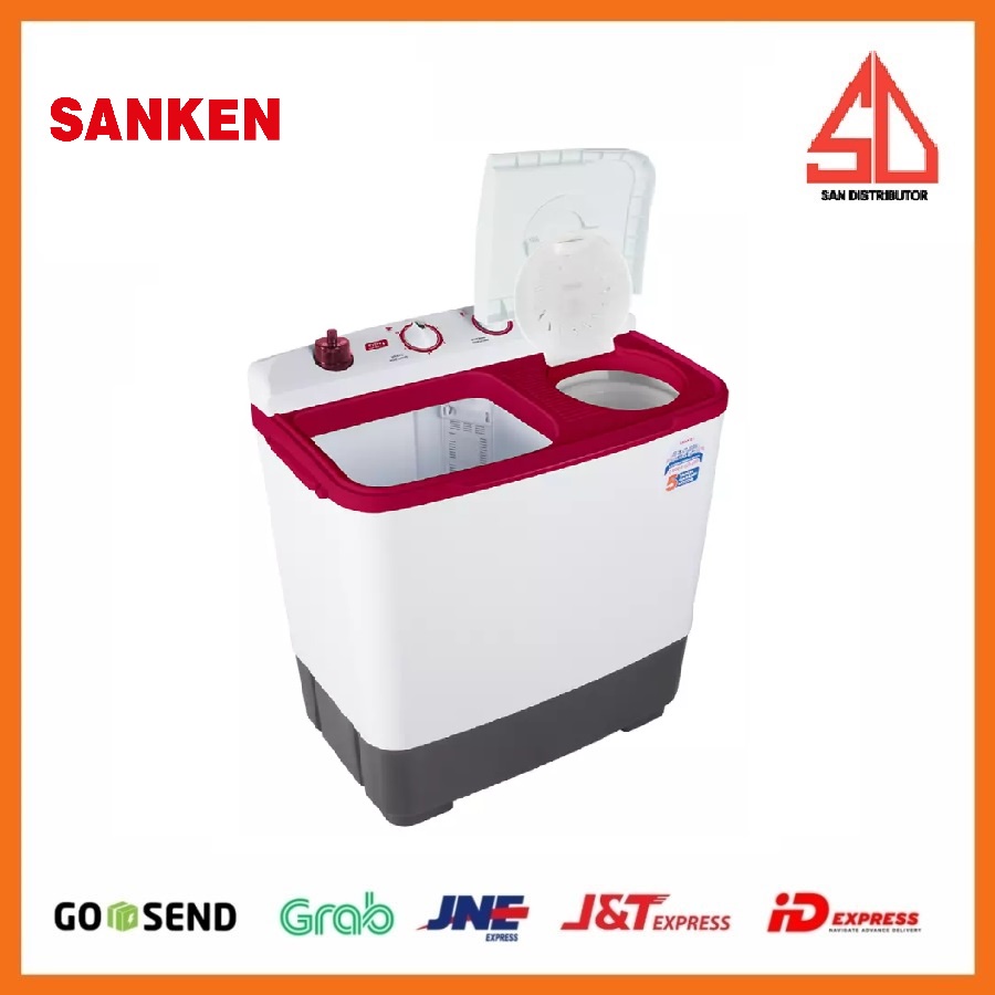 SANKEN Mesin Cuci Twin Tub 8 Kg TW-880NM - Putih Merah ORI