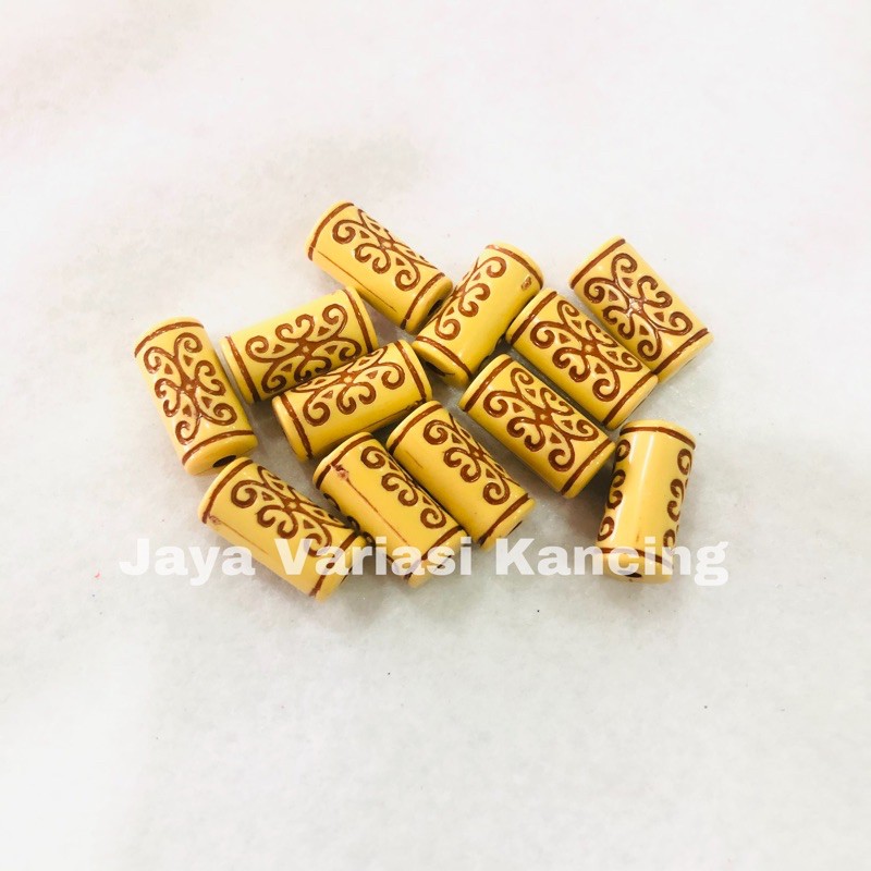Manik kayu tabung/ manik kayu corak/ manik monte kayu/manik batik