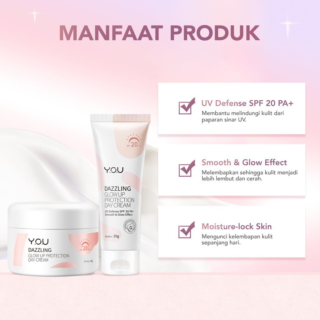 YOU Dazzling Glow Up Series (Day/Night Cream, Toner, Facial Foam, Tone Up Cream) Original BPOM