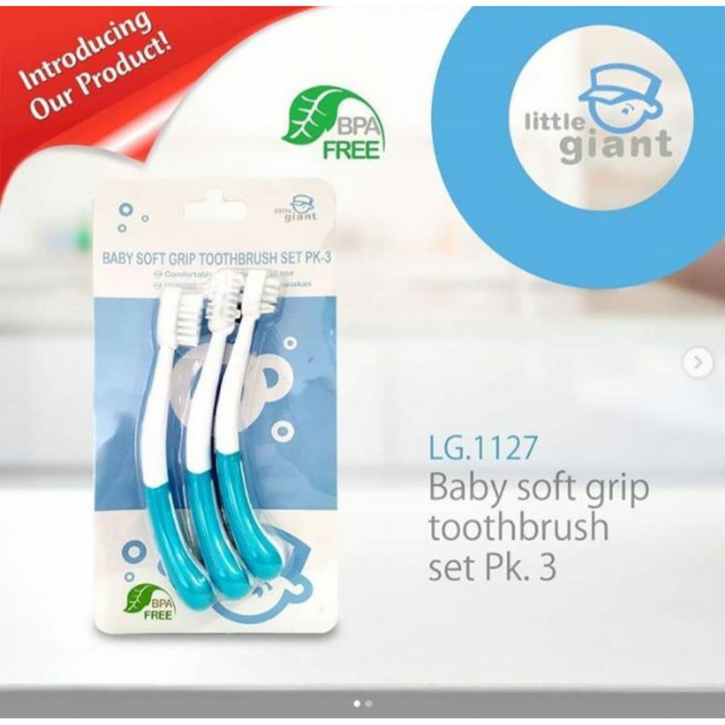 Little Giant LG 1127 Baby Soft Grip ToothBrush Set pk 3 Sikat Gigi