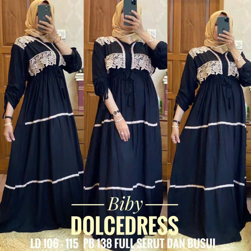 biby dolcedress /#daster renda, Dress arab-Hitam