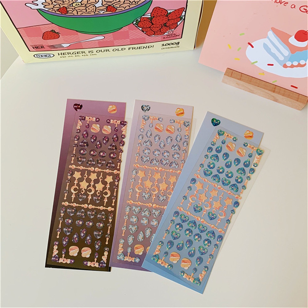 【COD Tangding】Korea Beaded Pendant Sparkling Sequin Laser Sticker DIY Star Chase Card Decoration Material Hand Account