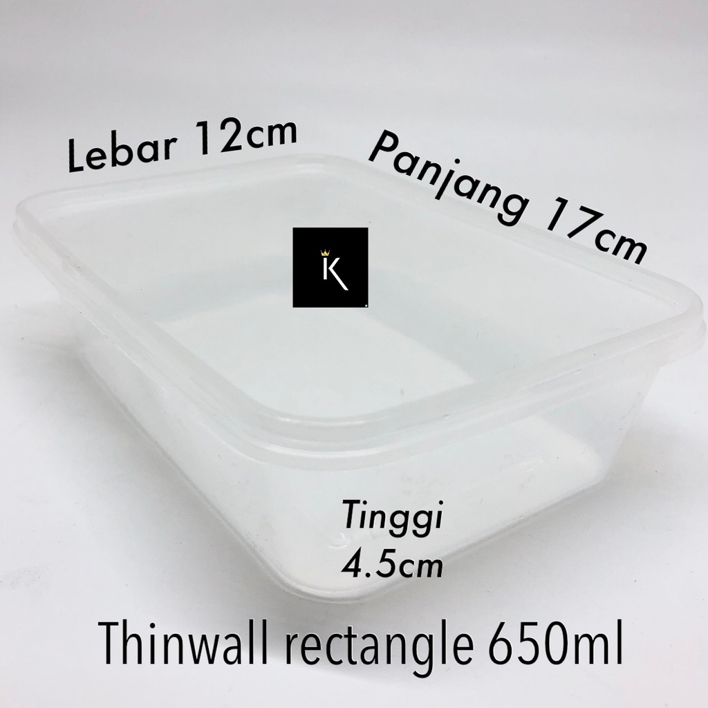 THINWALL / TINWAL / COUNTAINER / BOX PLASTIK PERSEGI PANJANG UKURAN 650 ML