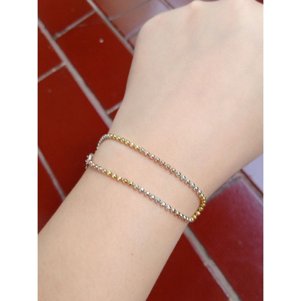 gelang biji lada ukir kombinasi /gelang perak asli silver 925 lapis emas /gelang fashion wanita