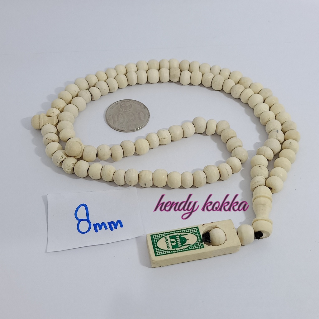 tasbih 99 kayu kopi 8mm putih