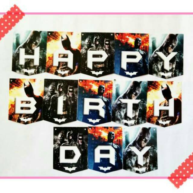 Banner bunting flag ulang tahun karakter batman