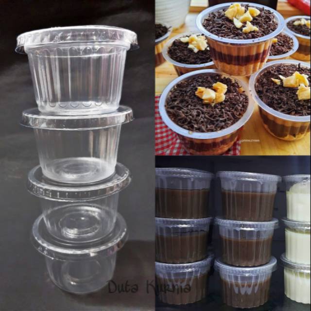 (ISI 50) Cup Pudding + Tutup 120 ml Puyo Jelly Agar-agar Coklat Tape / Gelas Plastik Belimbing