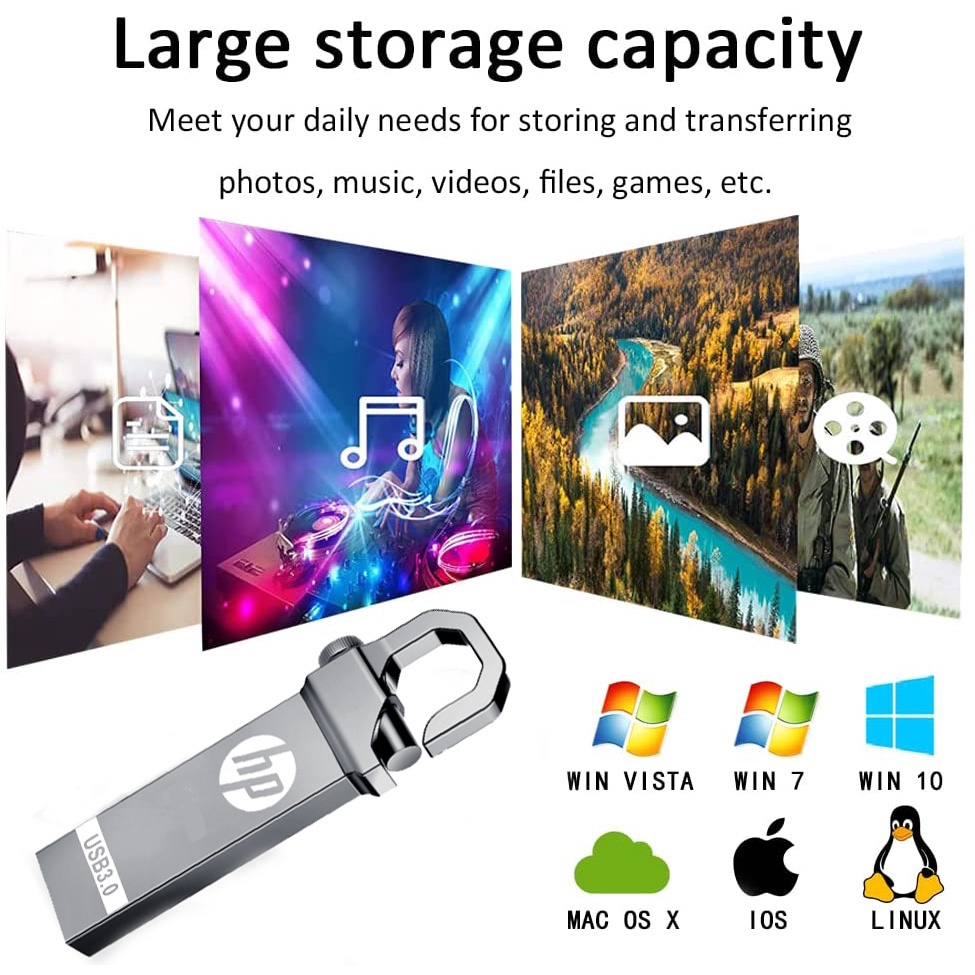 Pendrive 64GB HP 128GB 2 Mini Usb 3.0 Usb Stick Micro Metal Anti Air