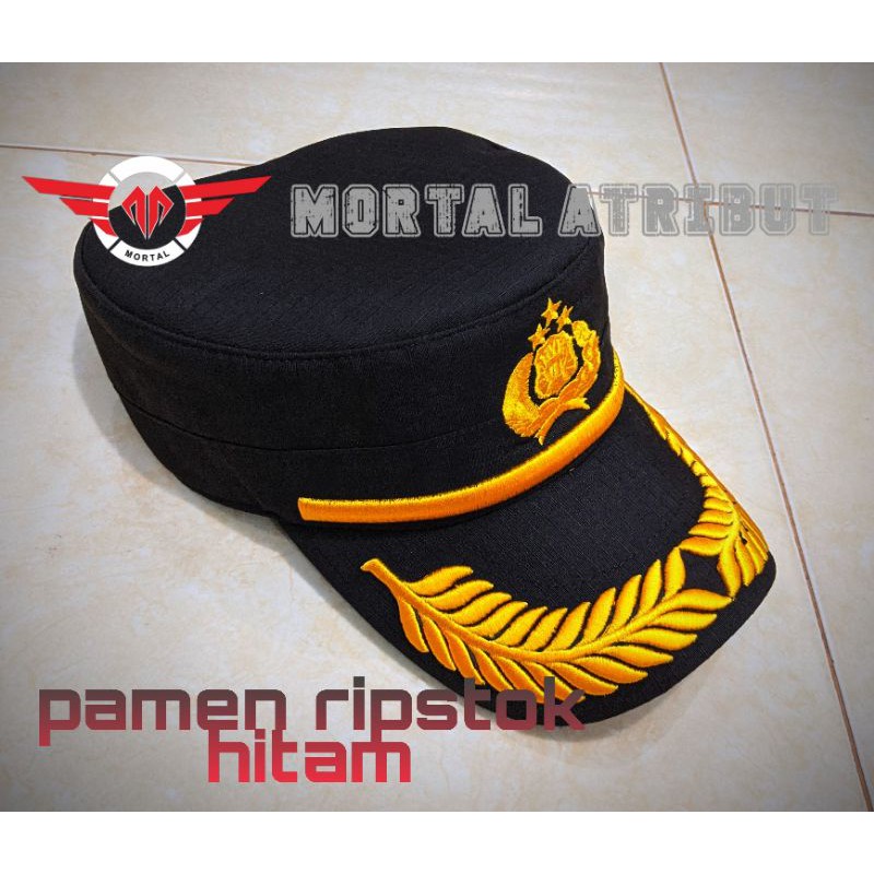 TOPI KOMANDO POLISI BINTARA HITAM/TOPI KOMANDO PAMA/TOPI KOMANDO PAMEN/TOPI POLRI TERBARU