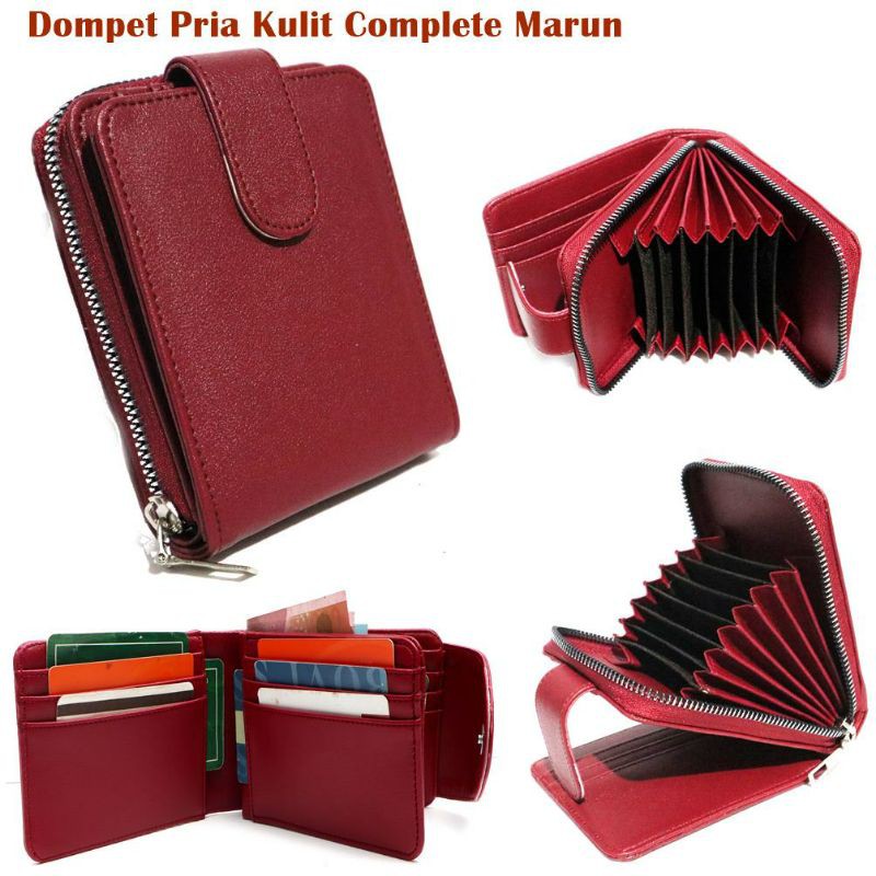 Dompet Kartu Pria / Dompet Kulit / Dompet Pria Resleting Complete