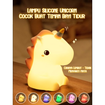 Lampu Tidur Malam Silicone Unicorn Rechargeable Sensor Tap Night Light Lamp