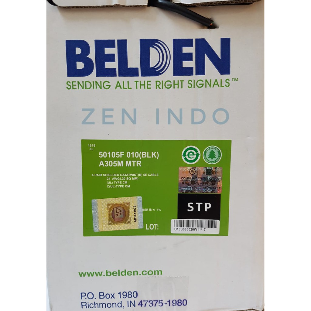 Kabel Lan STP Belden Outdoor CAT5E Hitam 1Roll [305meter] Original