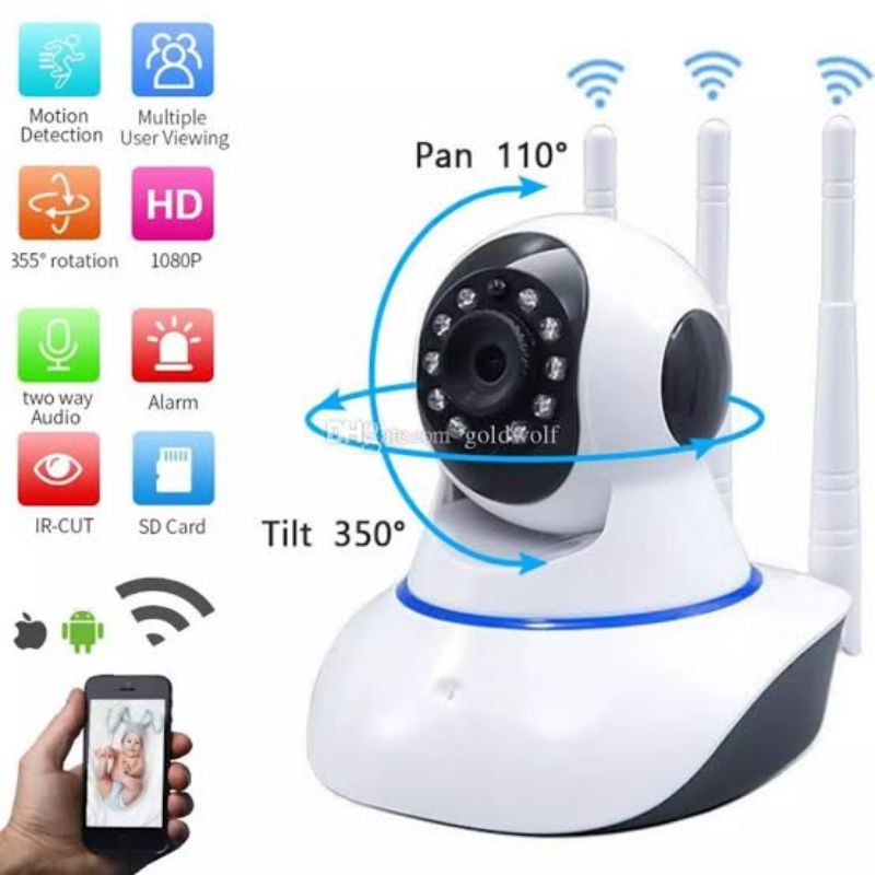 CCTV V380 3 Antena Wireless Smart Camera HD 1080P 2 MP Auto Tracking Camera Q5YS V380 Pro mc mk