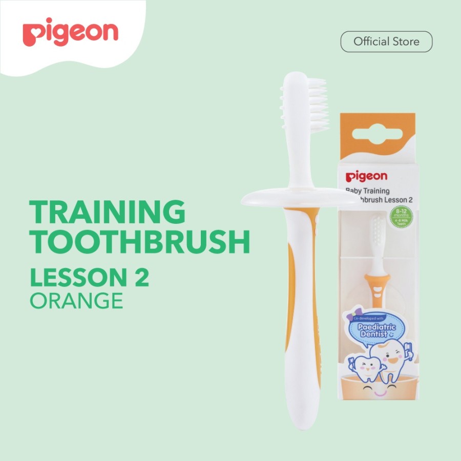 Pigeon baby Training Toothbrush Lesson l-2 orange Sikat Gigi Bayi