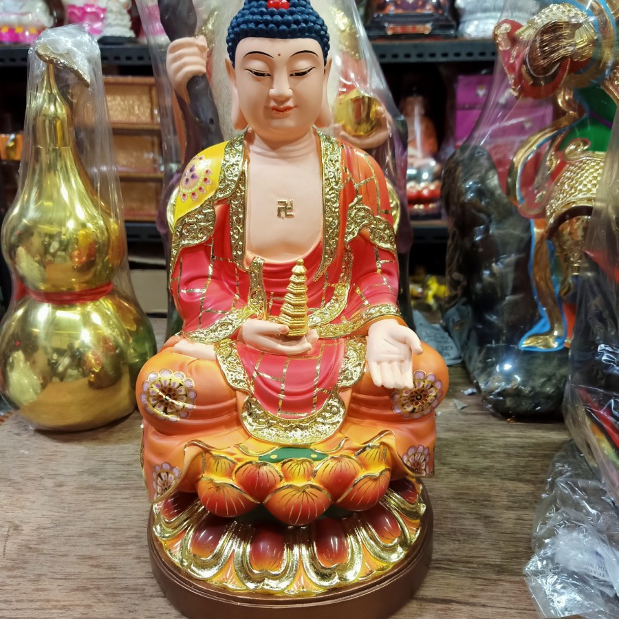 patung buddha yau se fo / yau si fo / buddha obat - fiber - 12 inch
