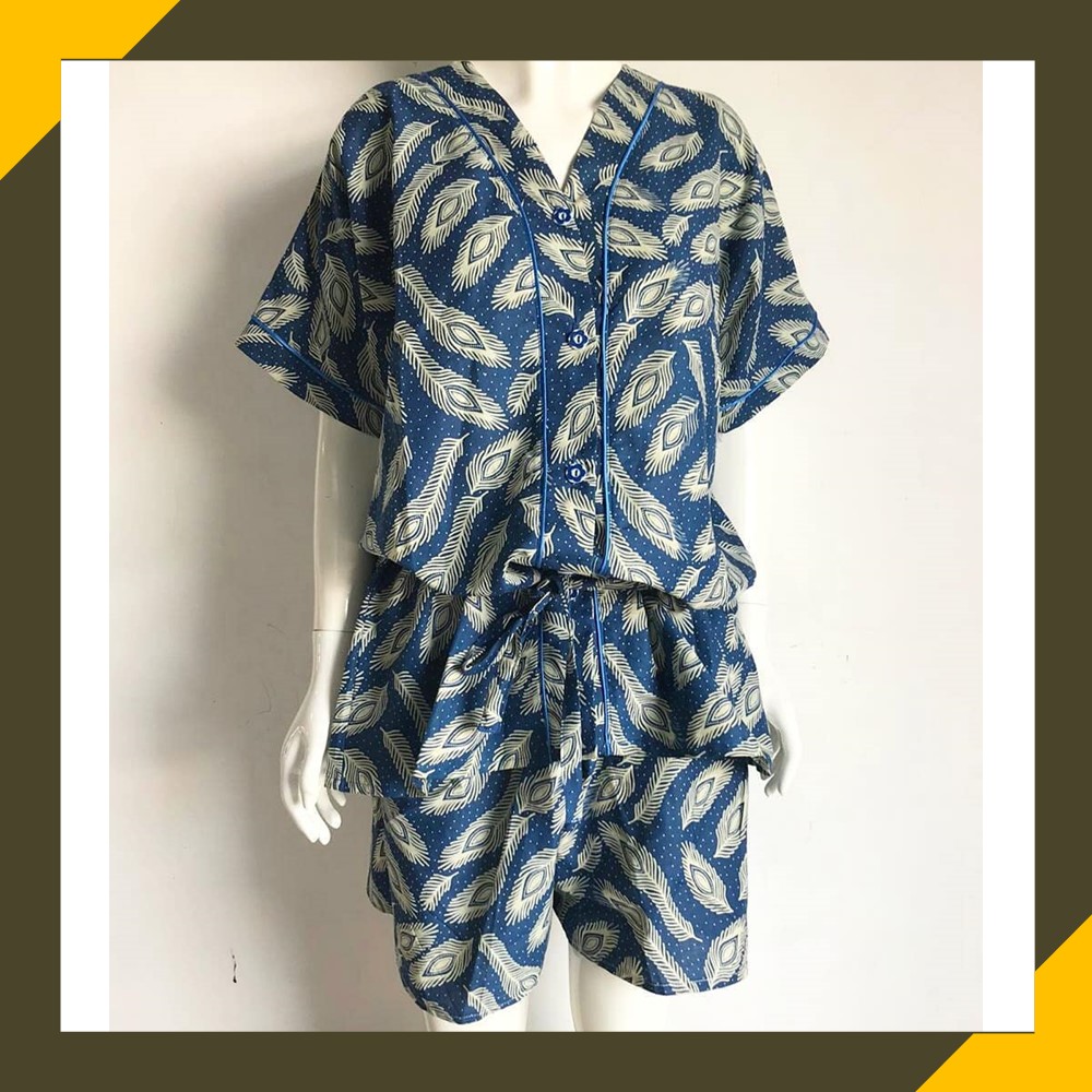 Piyama Baju Tidur Wanita Dewasa Celana Pendek Sexy Atasan Model Kimono Katun Halus Adem Motif Batik