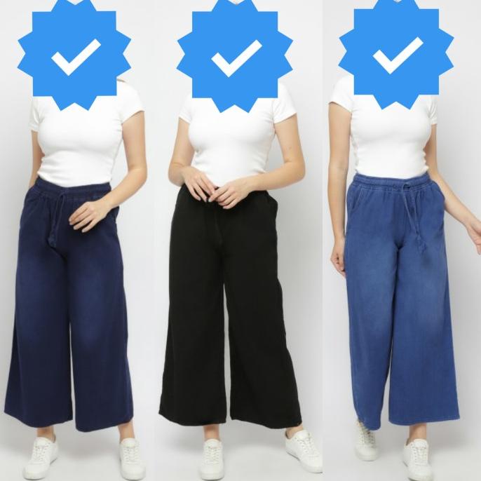 CELANA KULOT JUMBO WANITA CASUAL JEANS WANITA DENIM