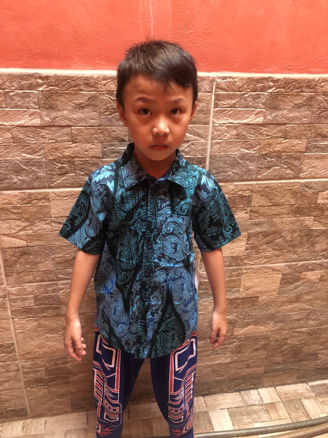 ( 6 - 12 Tahun ) Torio Smart Casual Blue Batik Shirt - Kemeja Batik Anak Laki-laki