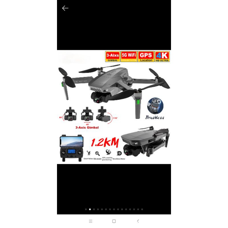 od drone gps murah lipat sg907 max  3axis gimbal kamera 4k bonus tas