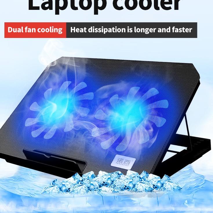 Stok Terbaru Cooling Pad Laptop Kipas Fan Pendingin Laptop Portable 6 Fan LED Silent Noise
