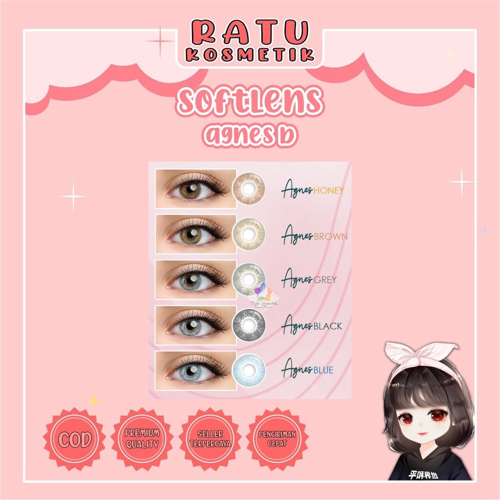 ❤ RATU ❤ Softlens Agnes B By Omega Normal | Soflens Dia 14.5mm