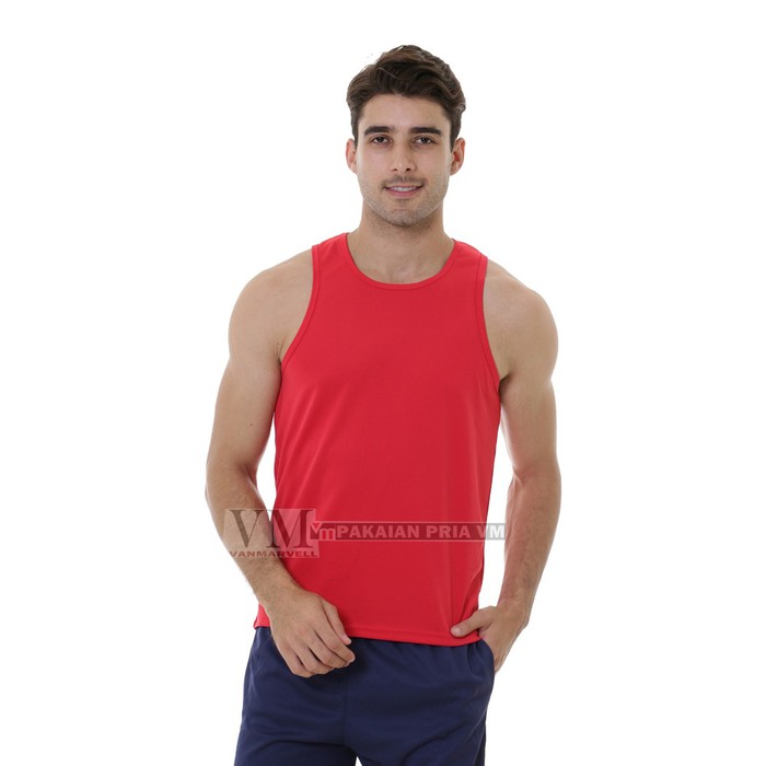 Kaos Jumbo Singlet Drifit Merah | JUAL SINGLET JUMBO | JUAL PAKAIAN DALAM PRIA JUMBO | BAJU GYM