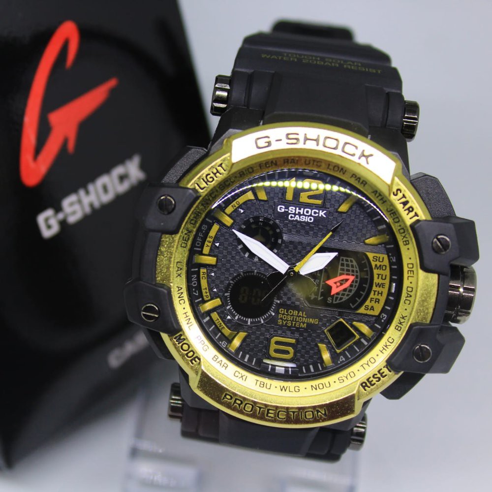 JAM TANGAN PRIA G SHOCK GPW 1000 KEPALA BESI BLACK GOLD