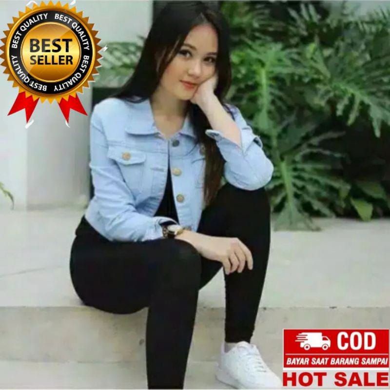 JAKET JEANS WANITA CEWEK CEWE RAWIS JAKET JINS DENIM JAKET MURAH TERBARU TERLARISJAKET JEANS SNOW DENIM SANDWASH CROP PREMIUM FASHION WANITA HITS SELEBGRAM-4
