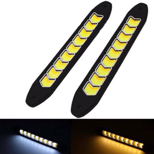 Lampu Drl COB 9 Mata Drl Led Mobil COB 2 Warna Putih Kuning R076