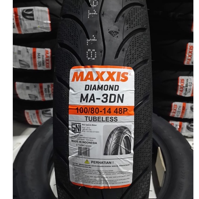 BAN LUAR TUBELESS MAXXIS (Ukuran : 100/80-14) MA-3DN 100/80-14