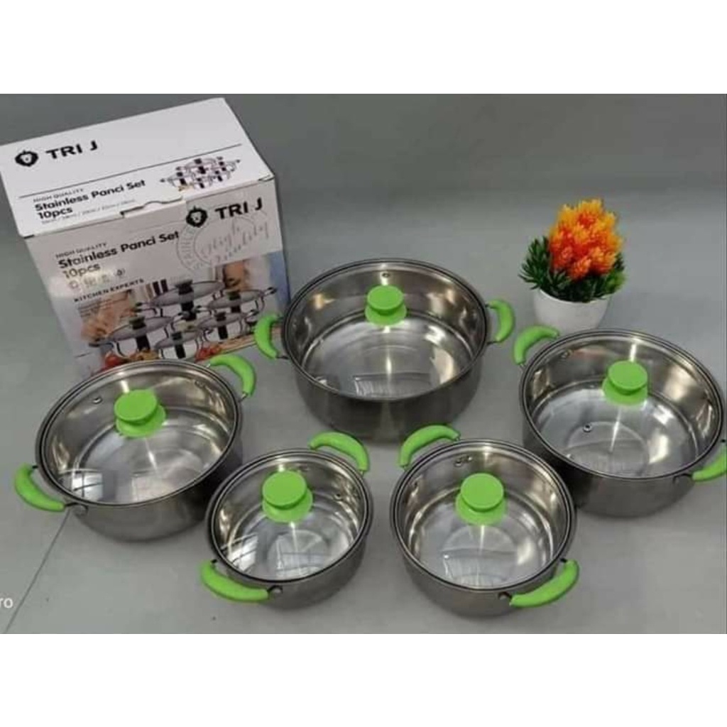 TRI J Panci Set 5 Pcs Tutup Kaca