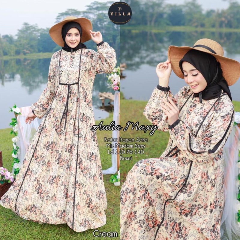 Gamis Dress Bunga Bunga Kain Rayon / AULIA DRESS BY VILLA