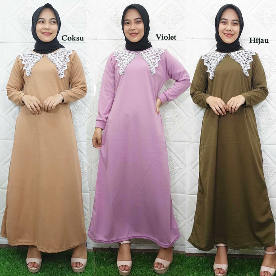 MAYRA SERUTY GAMIS RENDA KERAH MIDI DRESS CARLINA FASHION