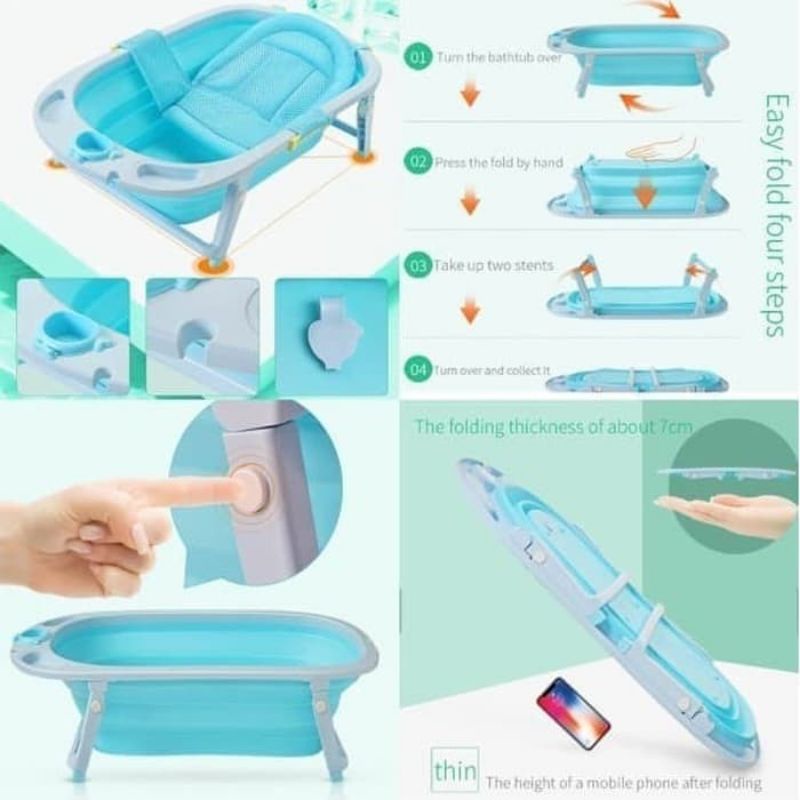 Kuru Bak Mandi Bayi bisa lipat Foldable Silicone|infant Folding Bath Tube