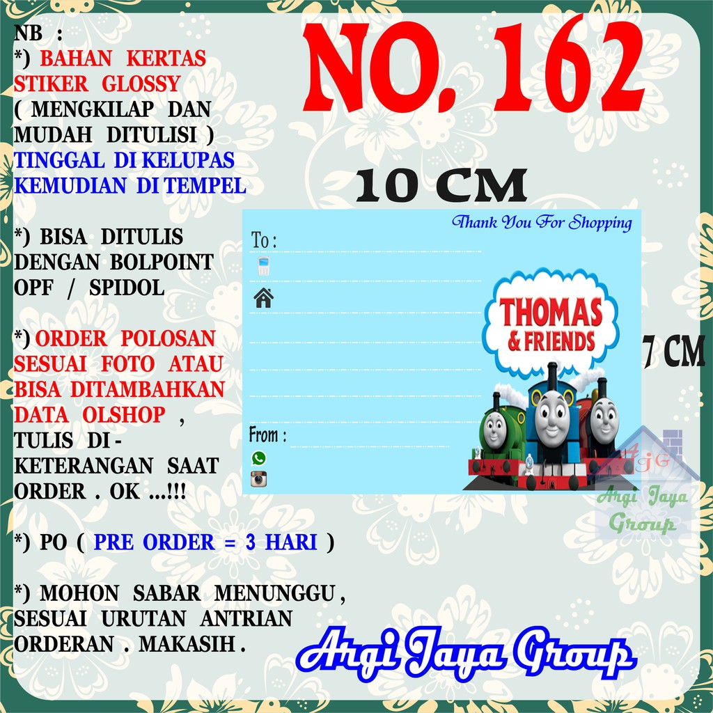 

Stiker Pengiriman - Sticker Alamat Olshop Murah Nomer 162 - 10x7 cm - Glossy