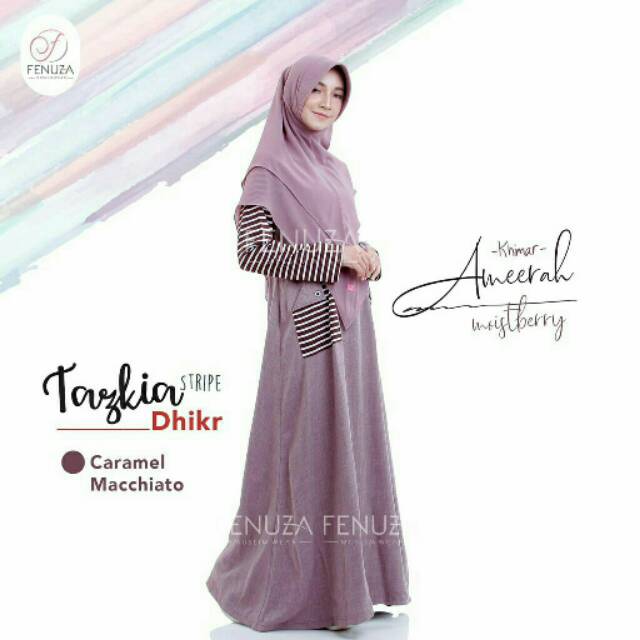 Gamis Syari Muslimah FENUZA TAZKIA STRIPE linen katun adem
