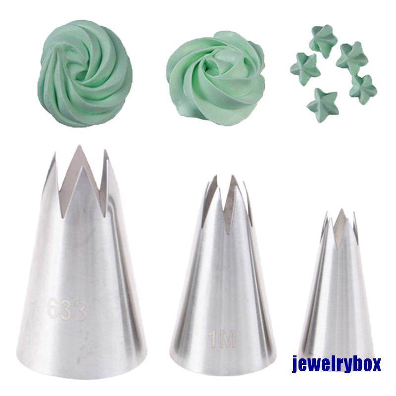 3 Pcs Nozzle Icing Piping Bahan Stainless Steel Gaya Rusia Untuk Dekorasi Kue