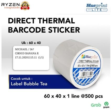 

Direct Thermal Sticker / Label Stiker BLUEPRINT 60x40x1 Line Isi 500