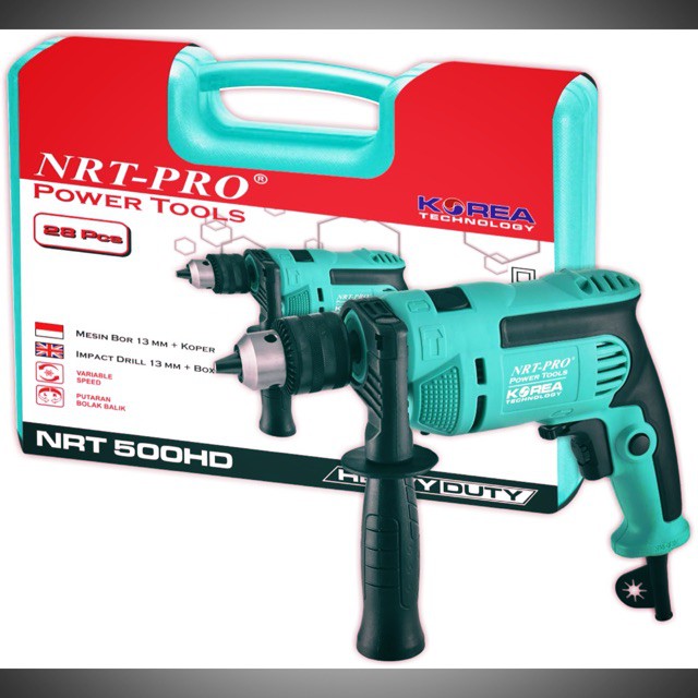 Mesin Bor NRT PRO 500HD SET Hammer Impact Drill 13mm Bor Tangan Listrik Tembok Beton Besi Kayu Koper