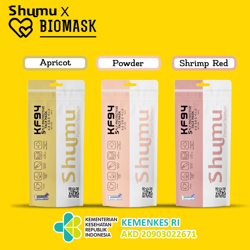 BIOMASK x SHUMU Masker KF94 EVO 10Pcs MEDIS Disposable Earloop 4Ply Masker Kesehatan Face Mask Kf94 