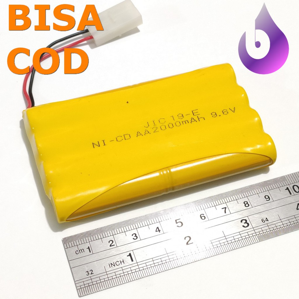 Baterai NiCd RC AA 2000mAh 9.6V Model 2 Socket Putih isi 8