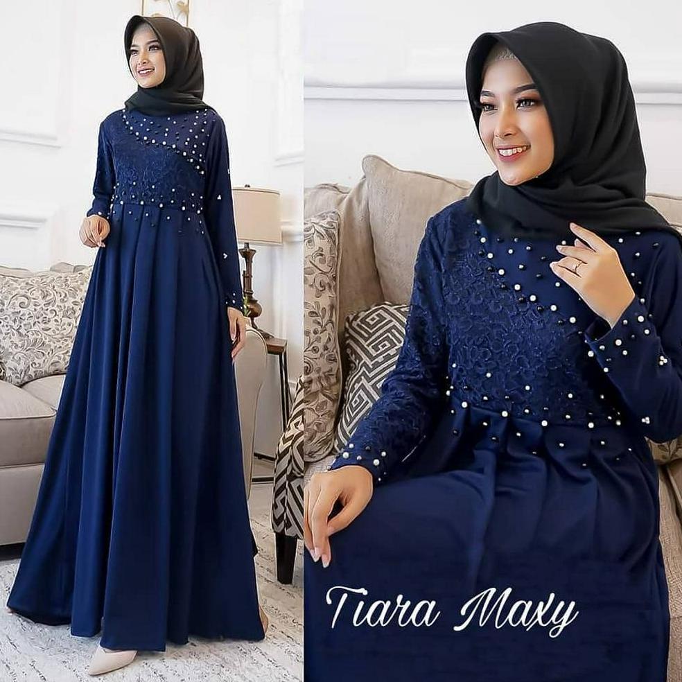 SI.689679 ‑ MS Tiara Maxi Gamis Panjang Wanita Muslimah / Gamis Brukat2020 Matt Mosscrepe mix Brukat