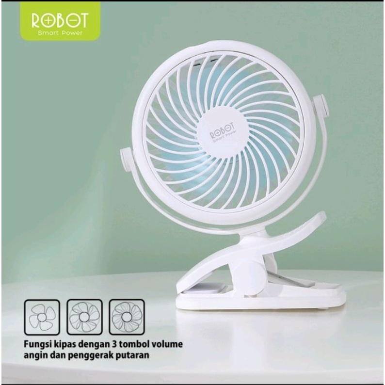 Kipas Mini Kipas Portable ROBOT RT-BF10 Portable Fan, Powerbank 2000mAh